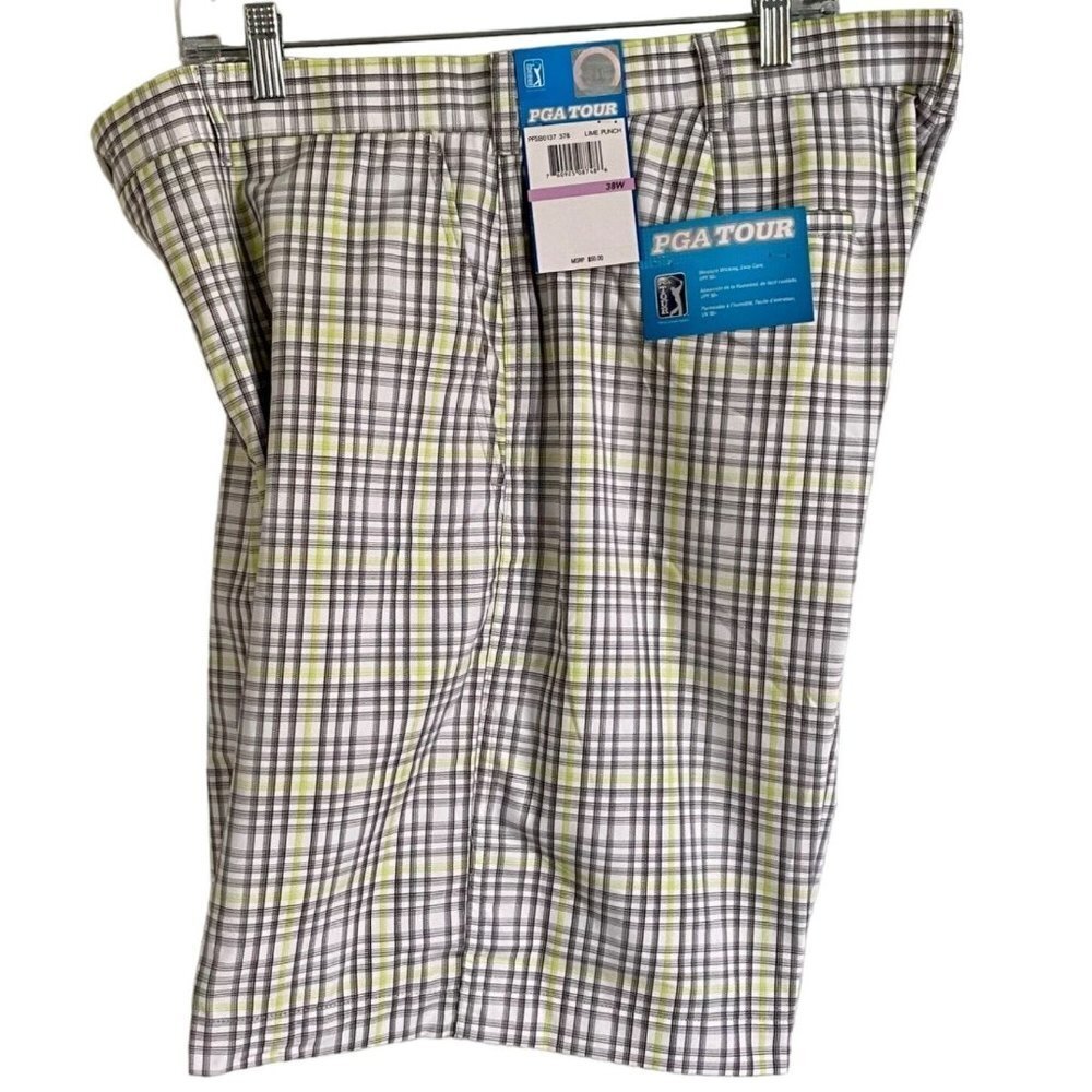 PGA Tour Moisture Wicking Easy Care Shorts 38  UPF 50 Pockets NEW with Tags